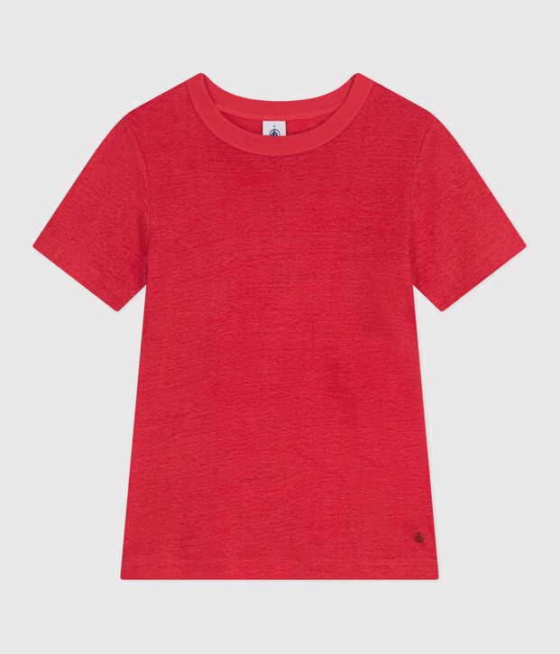 Women's short-sleeved linen T-shirt red