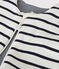 BABIES' STRIPY REVERSIBLE RIB KNIT COTTON TOG 2-RATED SLEEPING BAG COQUILLE beige/ABYSSE blue