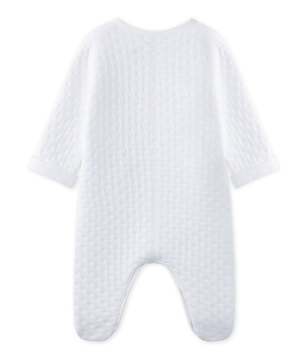 Baby's unisex sleepsuit in quilted tube knit white
