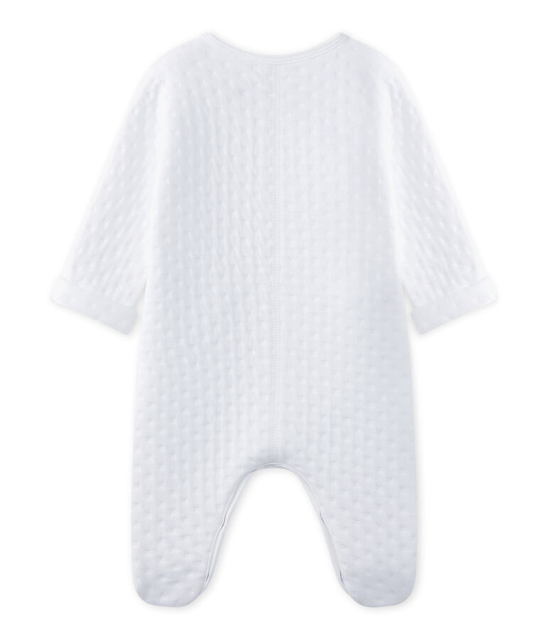 Baby's unisex sleepsuit in quilted tube knit white