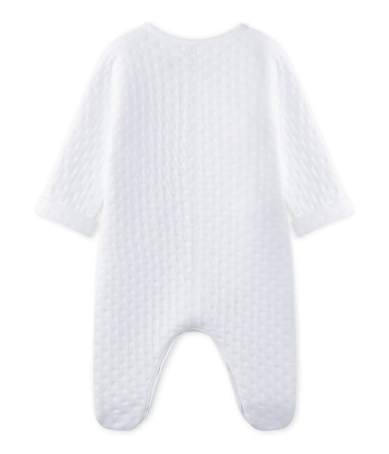 Baby's unisex sleepsuit in quilted tube knit ECUME white