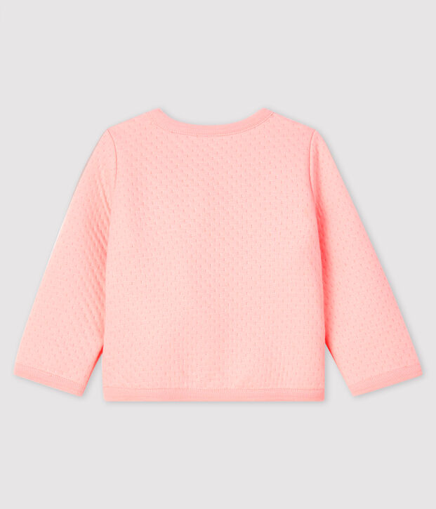 Baby girl's tubular knit cardigan pink