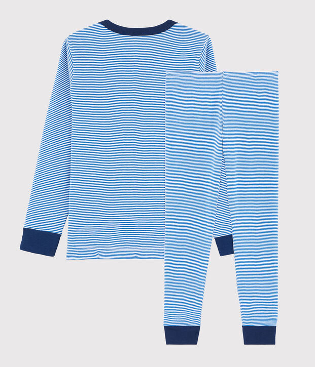 Boys' Blue Pinstriped Ribbed Pyjamas blue/white