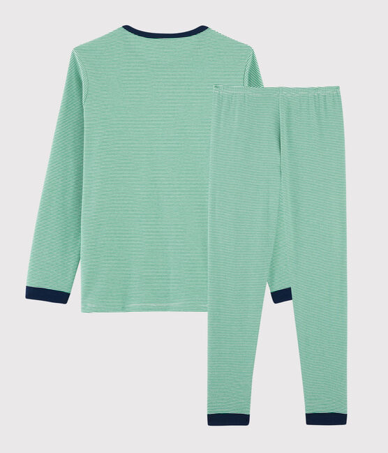 Unisex Pinstriped Ribbed Pyjamas PRADO green/MARSHMALLOW white