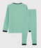 Unisex Pinstriped Ribbed Pyjamas PRADO green/MARSHMALLOW white