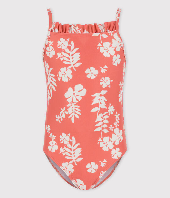 Girls' One-Piece Print Swimsuit PAPAYE pink/MARSHMALLOW