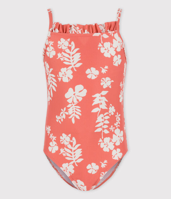 Girls' One-Piece Print Swimsuit PAPAYE pink/MARSHMALLOW