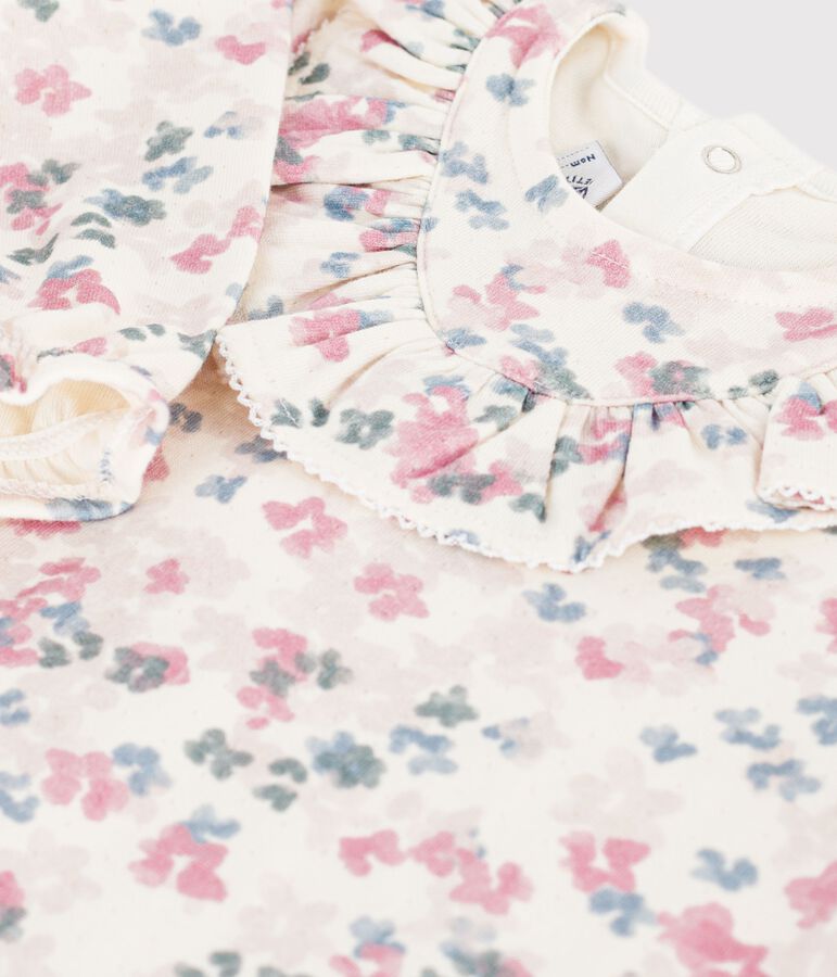 Babies' long sleeved floral-print cotton dress Ecru/multicolor