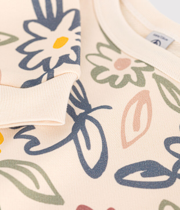 Little girls' fleece sweatshirt Ecru/multicolor