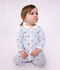 Babies' heart-print cotton pyjama suit with a collar white/multicolor