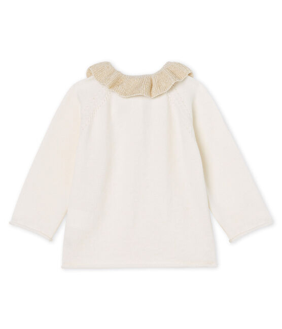 Baby Girls' Wool/Cotton Knit Cardigan MARSHMALLOW white