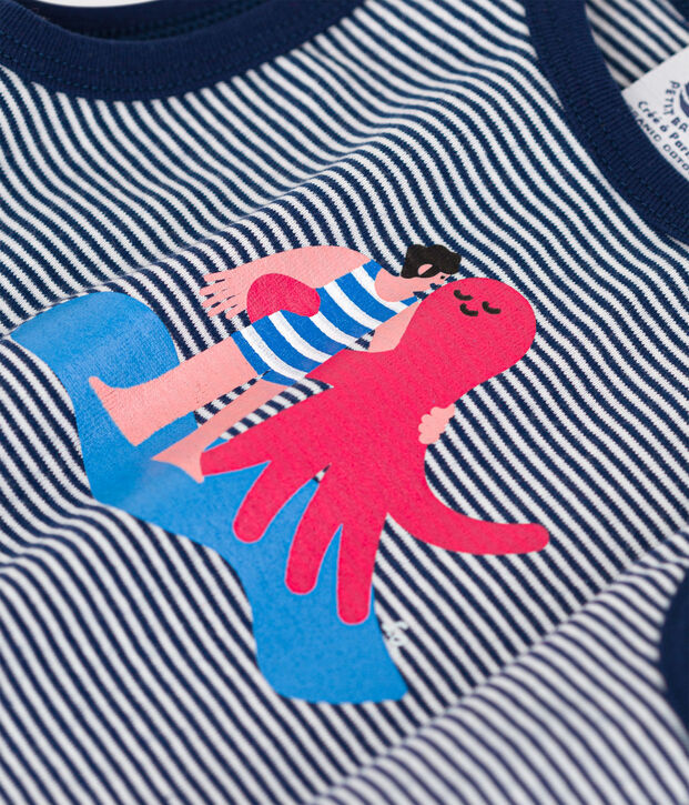 Petit Bateau x Water Family Babies' Bodysuit blue/white