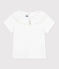 Children's plain short-sleeved cotton T-shirt with a collar MARSHMALLOW white