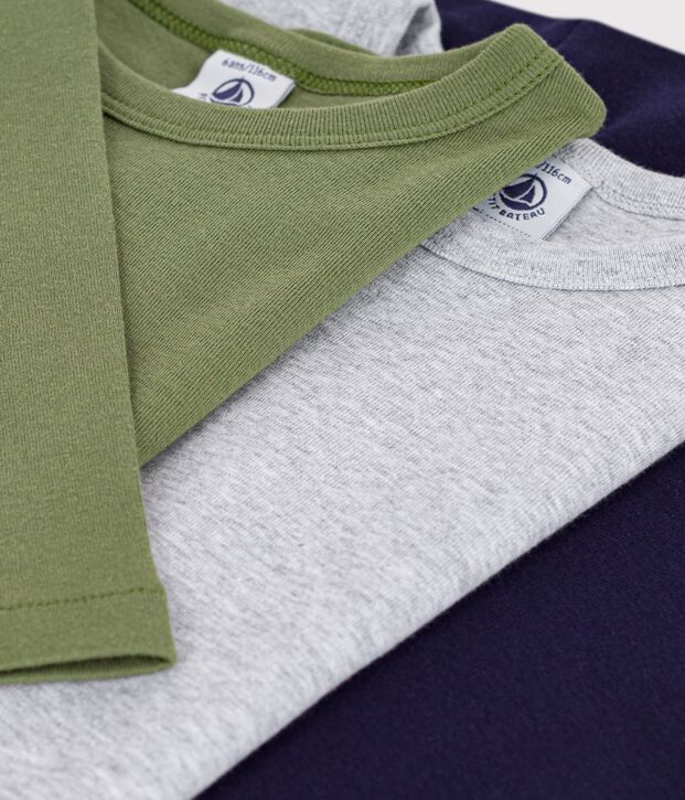 Pack of children's long-sleeved plain T-shirts multicolor