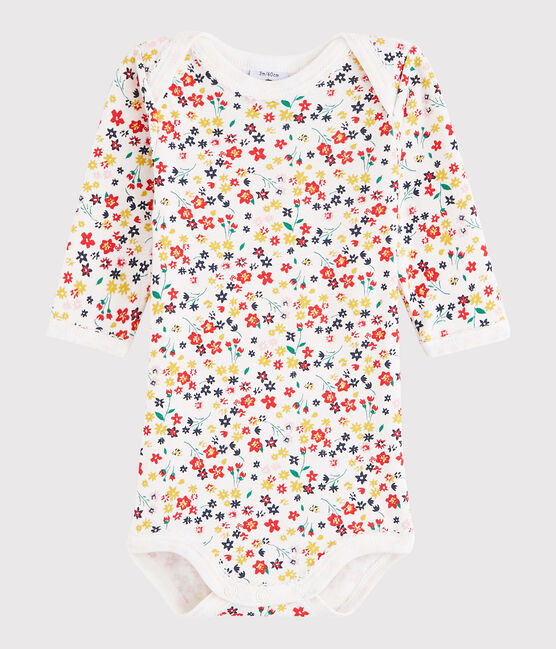 Baby Girls' Long-Sleeved Bodysuit MARSHMALLOW white/MULTICO white