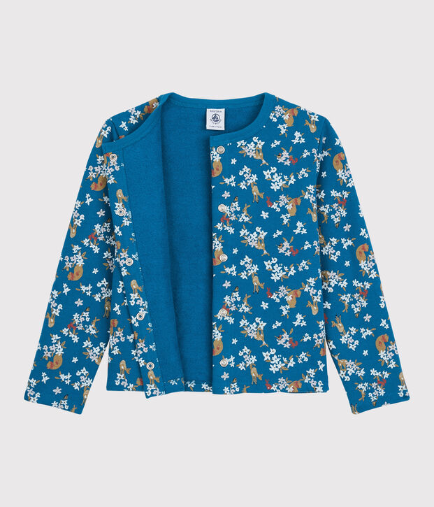 Girls' Fleece Cardigan blue/multicolor