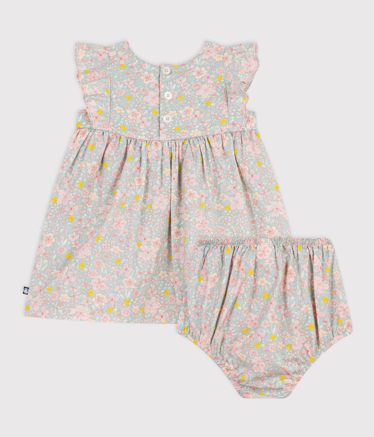 Babies' short-sleeved cotton dress and matching bloomers printed with hearts SPRAY /MULTICO