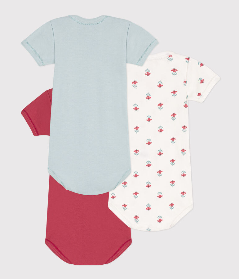 Short-Sleeved Floral Cotton Bodysuits - 3-Pack multicolor
