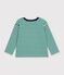 Children's long-sleeved stripy T-shirt green/beige/green