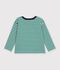 Children's long-sleeved stripy T-shirt green/beige/green