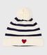 Babies' stripy knitted beanie with a fleece lining