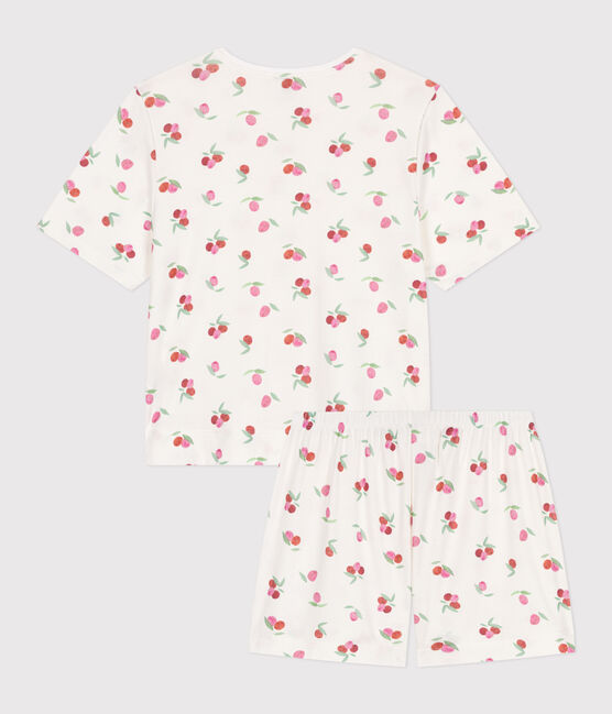 Women's short fruit print cotton pyjamas MARSHMALLOW white/MULTICO white