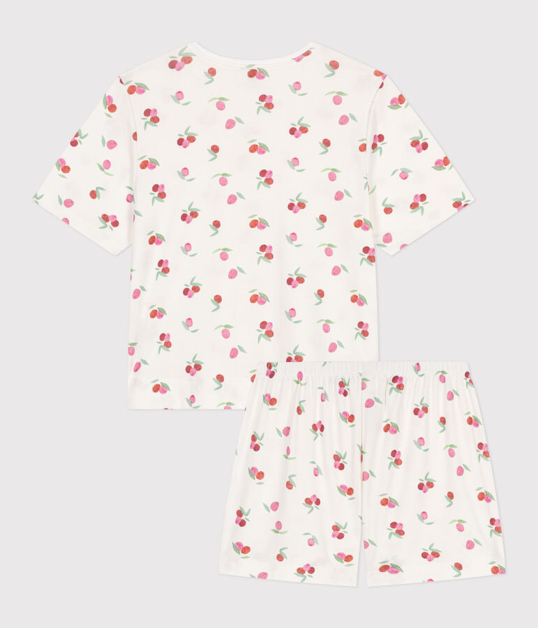Women's short fruit print cotton pyjamas MARSHMALLOW white/MULTICO white
