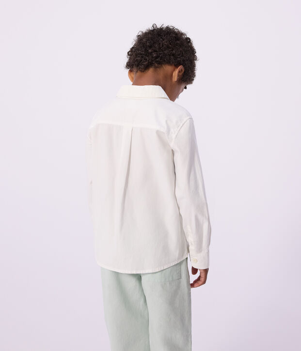 Children's long-sleeved plain cotton shirt white