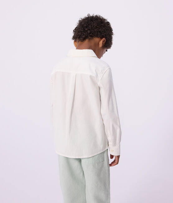 Children's long-sleeved plain cotton shirt ECUME white