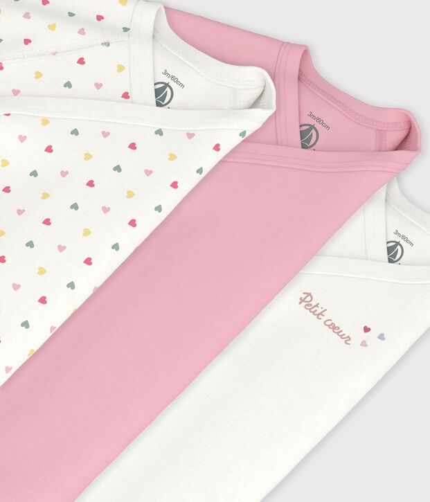 Pack of babies' long-sleeved printed cotton wrapover bodies multicolor