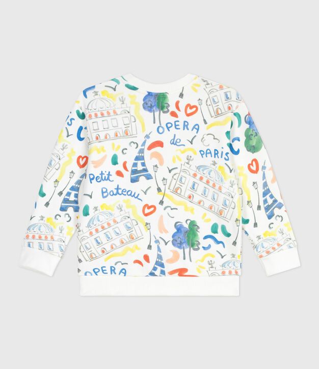 Children's printed cotton sweatshirt white/multicolor