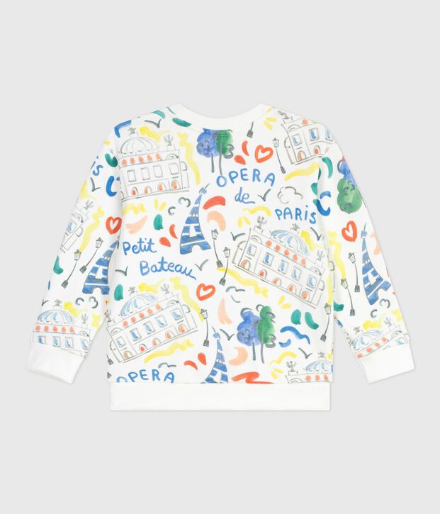 Children's printed cotton sweatshirt white/multicolor