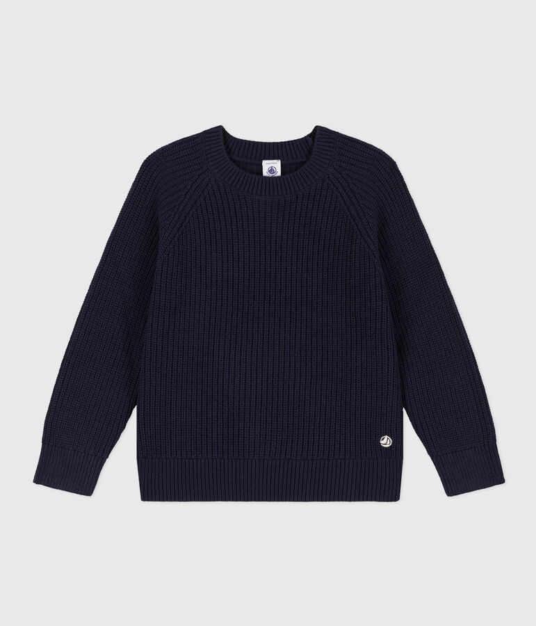 Boys' wool and cotton pullover blue