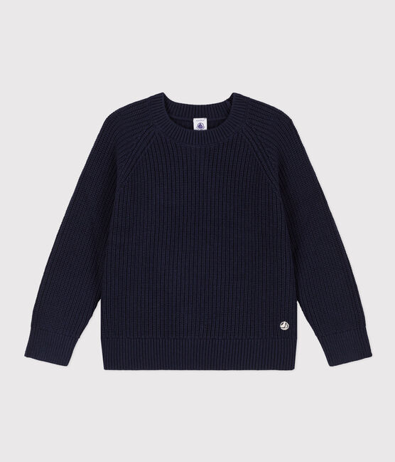 Boys' wool and cotton pullover SMOKING blue