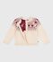 Children's cotton and wool patterned jacquard cardigan AVALANCHE Ecru/AMARANTE