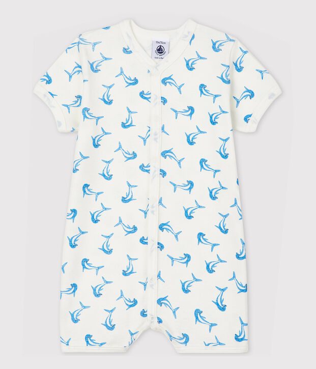 Baby Girls' Dolphin Pattern Cotton Playsuit white/multicolor