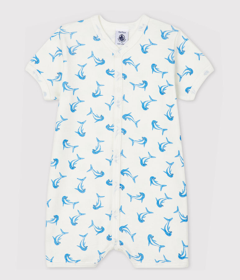Baby Girls' Dolphin Pattern Cotton Playsuit white/multicolor