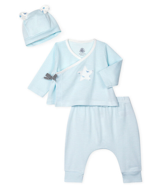 Babies' Ribbed Clothing - 3-Piece Set AMANDIER green/MARSHMALLOW white