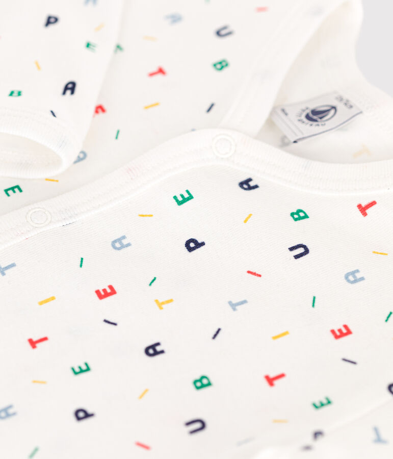 Babies' footless cotton pyjamas white/multicolor