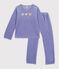 Children's velour pyjamas with a heart motif purple