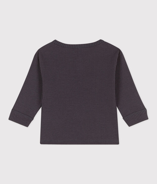 Babies' Long-Sleeved Ribbed T-Shirt grey