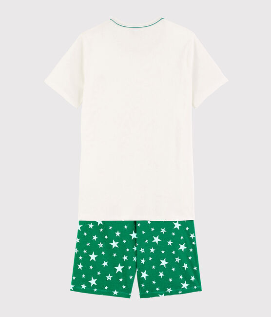 Unisex White Starry Ribbed Short Pyjamas MARSHMALLOW white/GAZON green