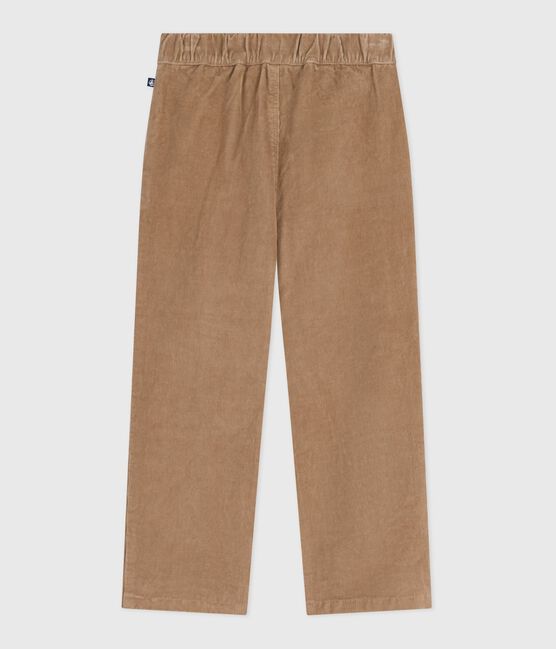 Children's straight plain corduroy trousers ROCHE CLAIR beige
