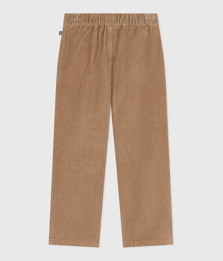 Children's straight plain corduroy trousers beige