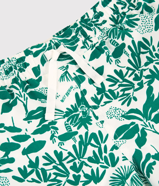 Boys' Printed Recycled Swimming Trunks white/green