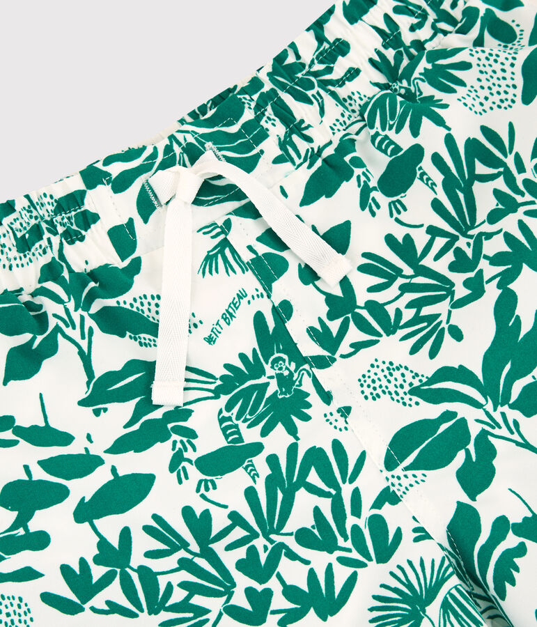 Boys' Printed Recycled Swimming Trunks white/green