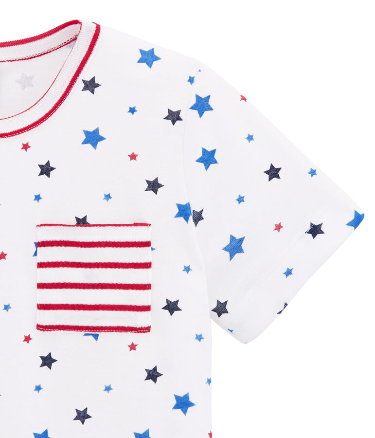 Boy's print and striped shortie pyjamas white/multicolor