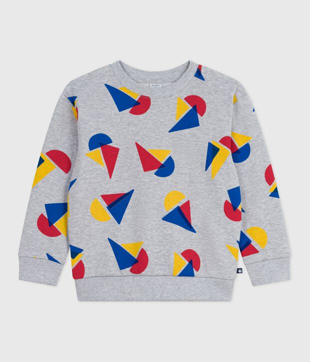 Children's printed cotton sweatshirt grey/multicolor