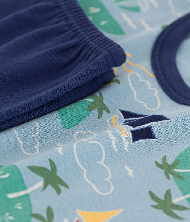 Boys' Short-Sleeved Explorer Themed Cotton Pyjamas blue/multicolor