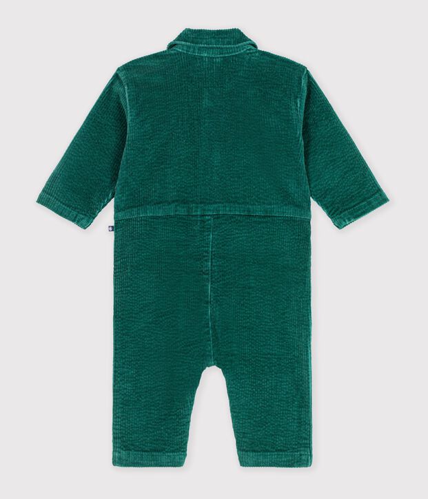 Babies' plain long corduroy jumpsuit green